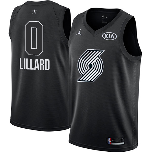 Blazers #0 Damian Lillard Black 2015 All Star Stitched NBA Jersey