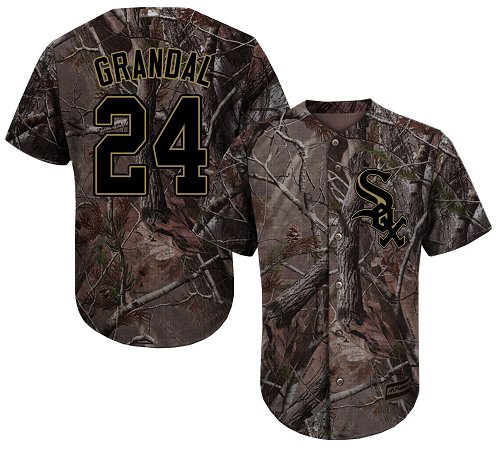 White Sox #24 Yasmani Grandal Camo Realtree Collection Cool Base Stitched MLB Jersey