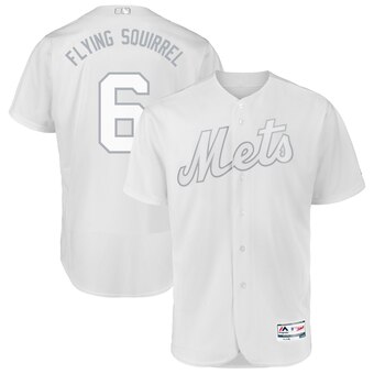 New York Mets #6 Jeff McNeil Flying Squirrel Majestic 2019 Players' Weekend Flex Base Authentic Player Jersey White