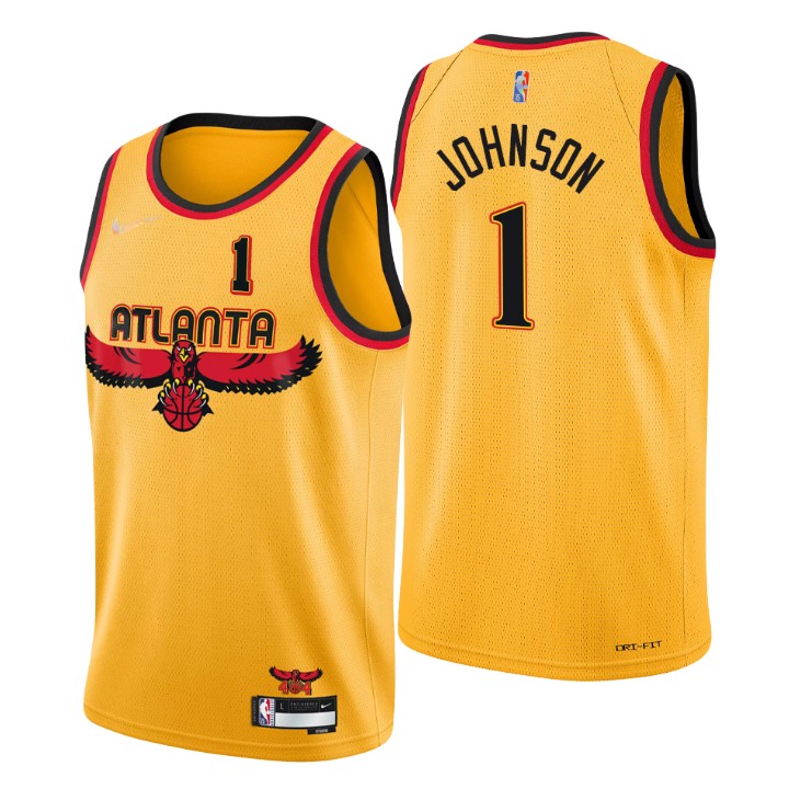 Atlanta Hawks #1 Jalen Johnson Men's Nike Gold 2021/22 Swingman NBA Jersey - City Edition