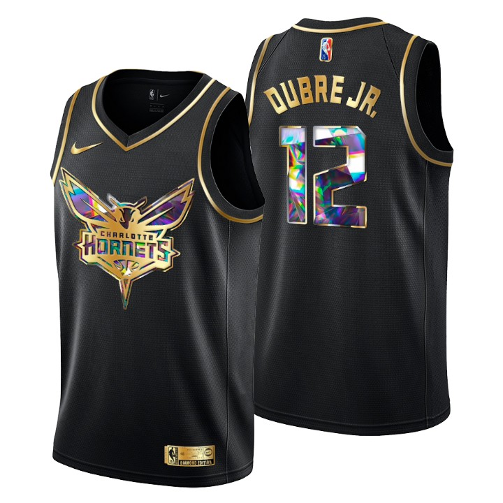 Charlotte Hornets #12 Kelly Oubre Jr. Men's Golden Edition Diamond Logo 2021/22 Swingman Jersey - Black