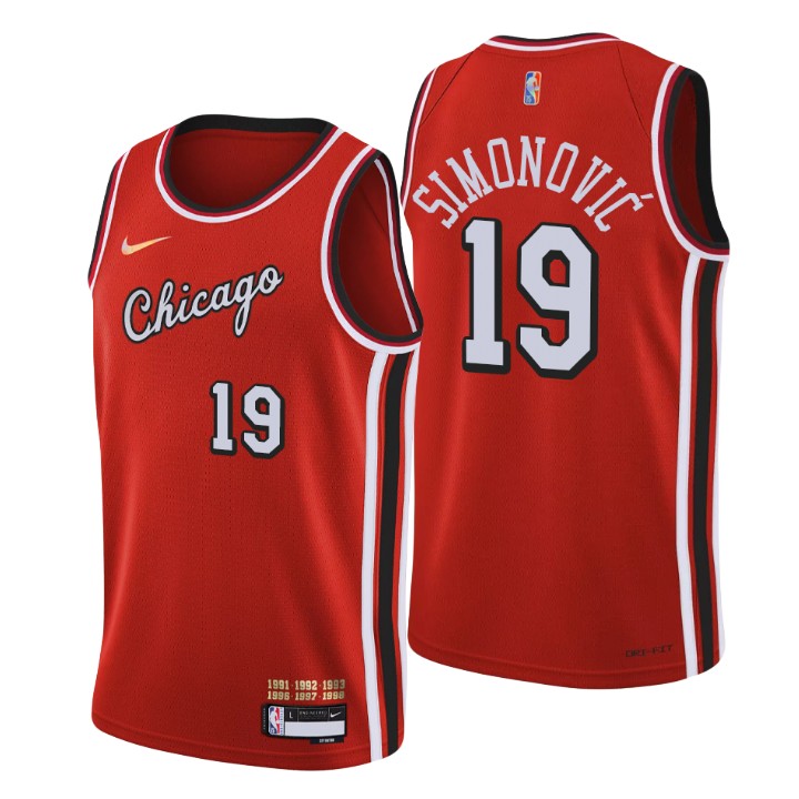 Chicago Bulls #19 Marko Simonovic Men's Nike Red 2021/22 Swingman NBA Jersey - City Edition