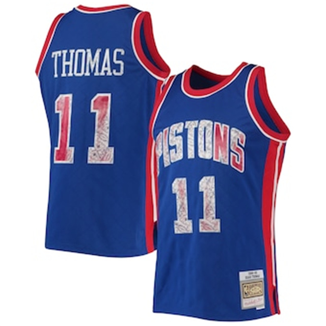 Nike Pistons #11 Isiah Thomas Mitchell & Ness 1996-97 Hardwood Classics NBA 75th Anniversary Diamond Swingman Jersey - Blue