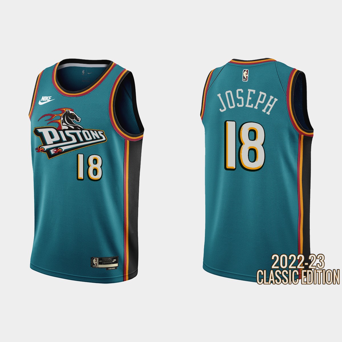 Detroit Pistons #18 Cory Joseph Teal Men's Nike NBA 2022-23 Classic Edition Jersey