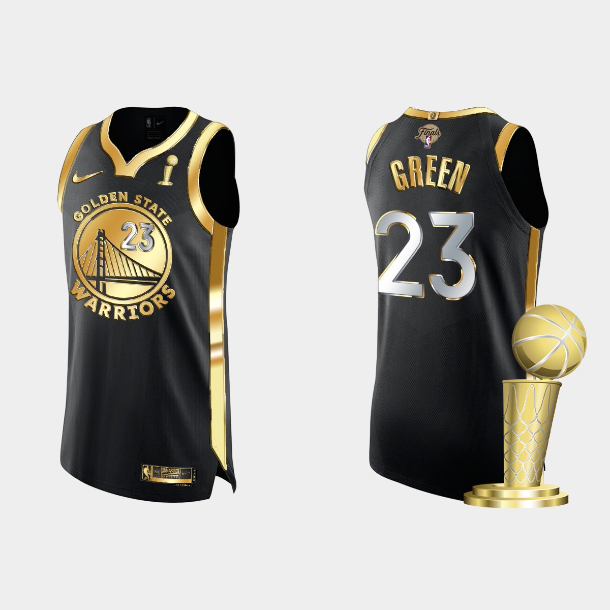 Golden State Warriors #23 Draymond Green Men's Nike Golden Black 2021-22 NBA Finals Champions Authentic Jersey