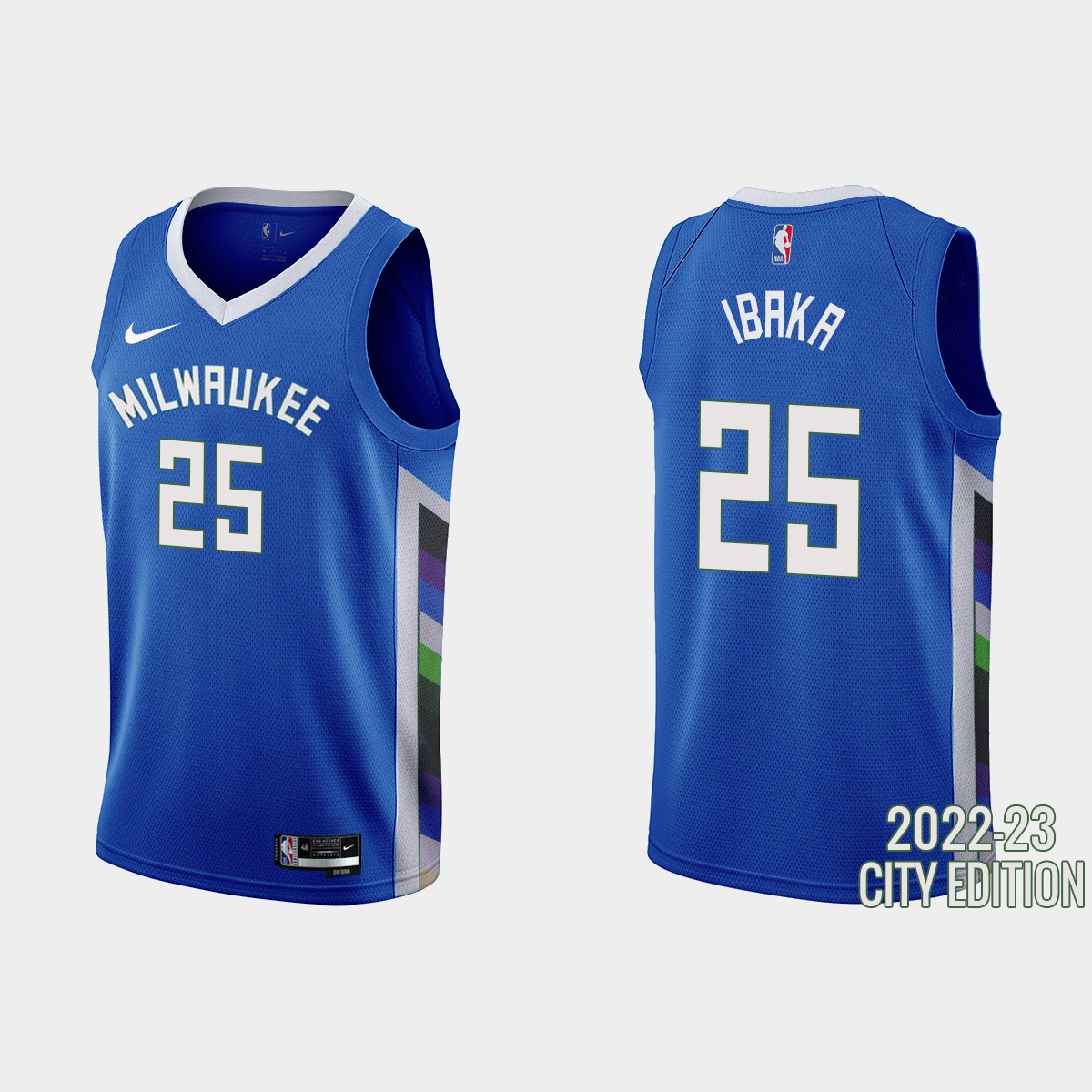 Milwaukee Bucks #25 Serge Ibaka Men's Nike Blue 2022-23 NBA Jersey - City Edition