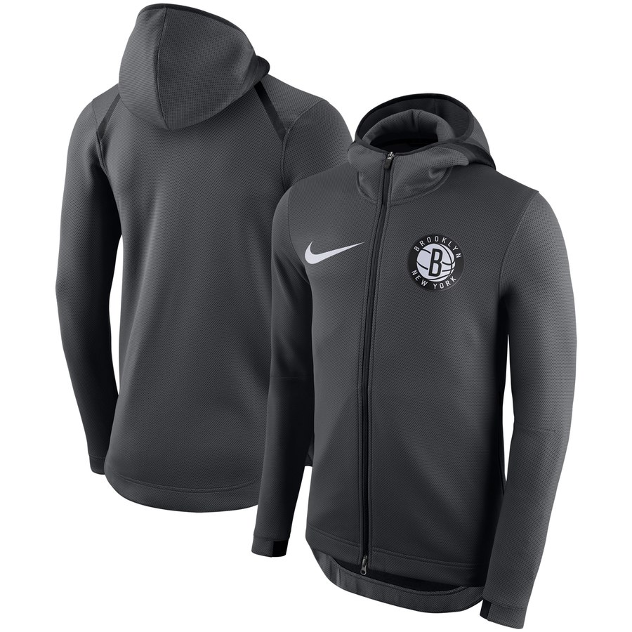 Brooklyn Nets Nike Showtime Therma Flex Performance Full-Zip Hoodie Charcoal
