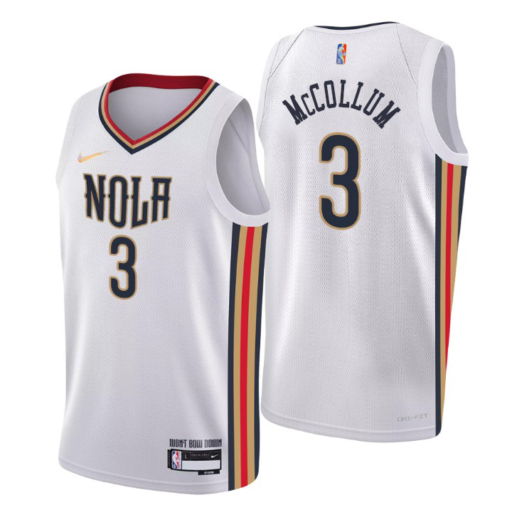 New Orleans Pelicans #3 C.J. McCollum Men's Nike White 2021/22 Swingman NBA Jersey - City Edition