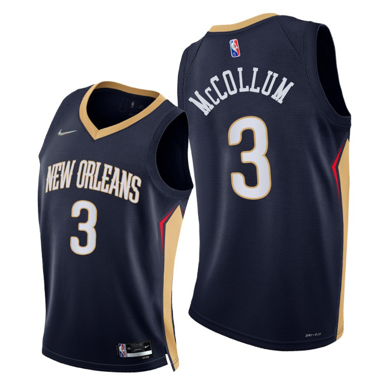 Nike Pelicans #3 C.J. McCollum Men's 2021-22 75th Diamond Anniversary NBA Jersey Navy