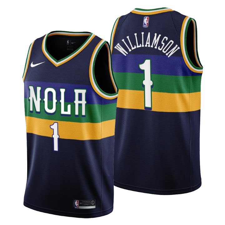 Nike Pelicans #1 Zion Williamson Men's 2022-23 City Edition NBA Jersey - Cherry Blossom Navy