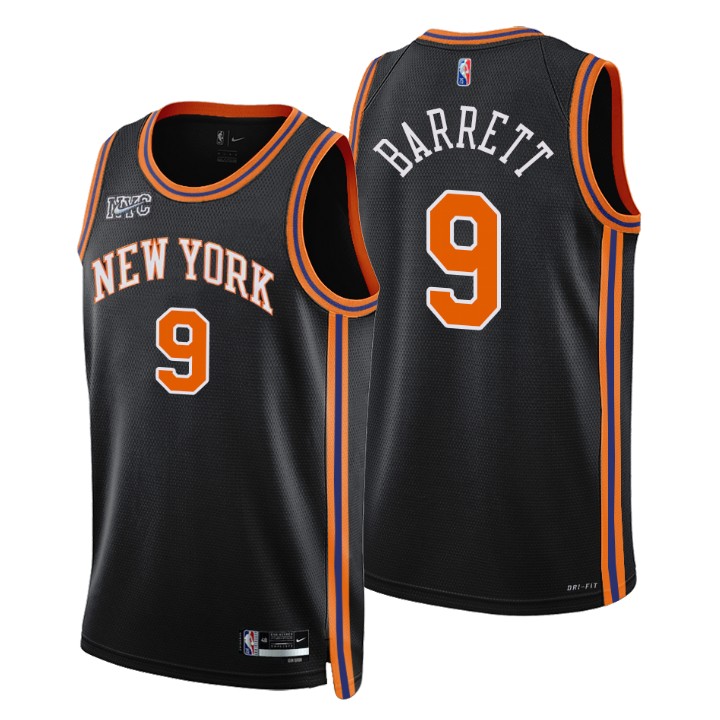 New York Knicks #9 R.J. Barrett Men's Nike Black 2021/22 Swingman NBA Jersey - City Edition