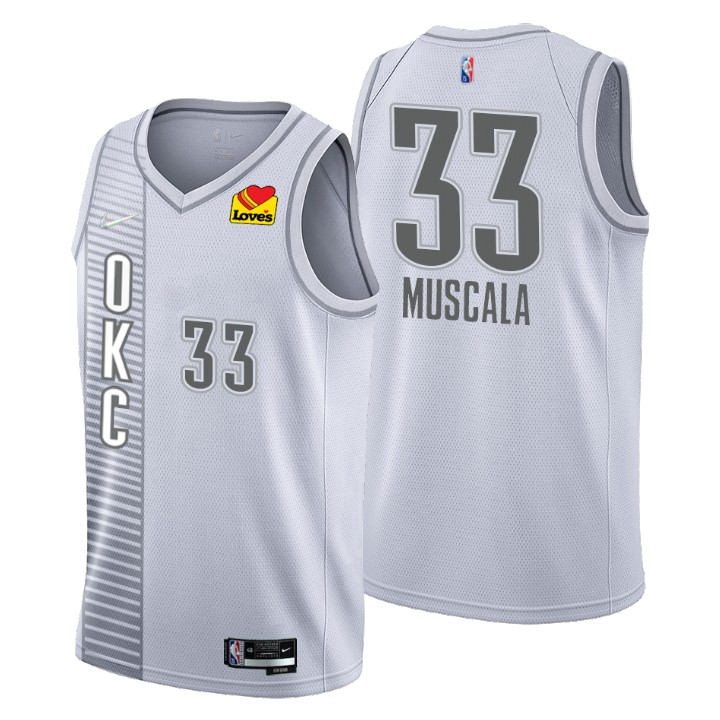 Oklahoma City Thunder #33 Mike Muscala Men's Nike Gray 2021/22 Swingman NBA Jersey - City Edition