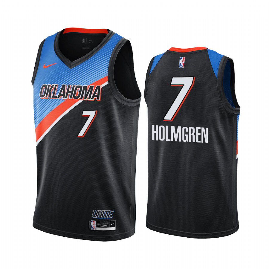 Nike Thunder #7 Chet Holmgren Black NBA Swingman 2020-21 City Edition Jersey