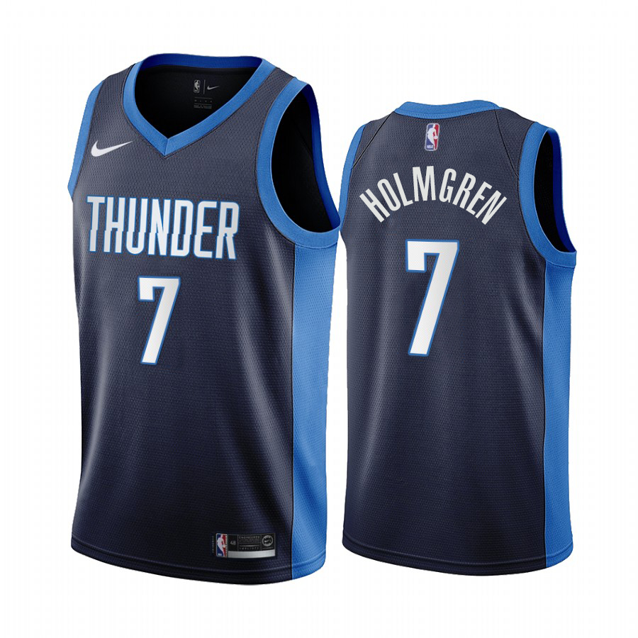 Oklahoma City Thunder #7 Chet Holmgren Navy NBA Swingman 2020-21 Earned Edition Jersey