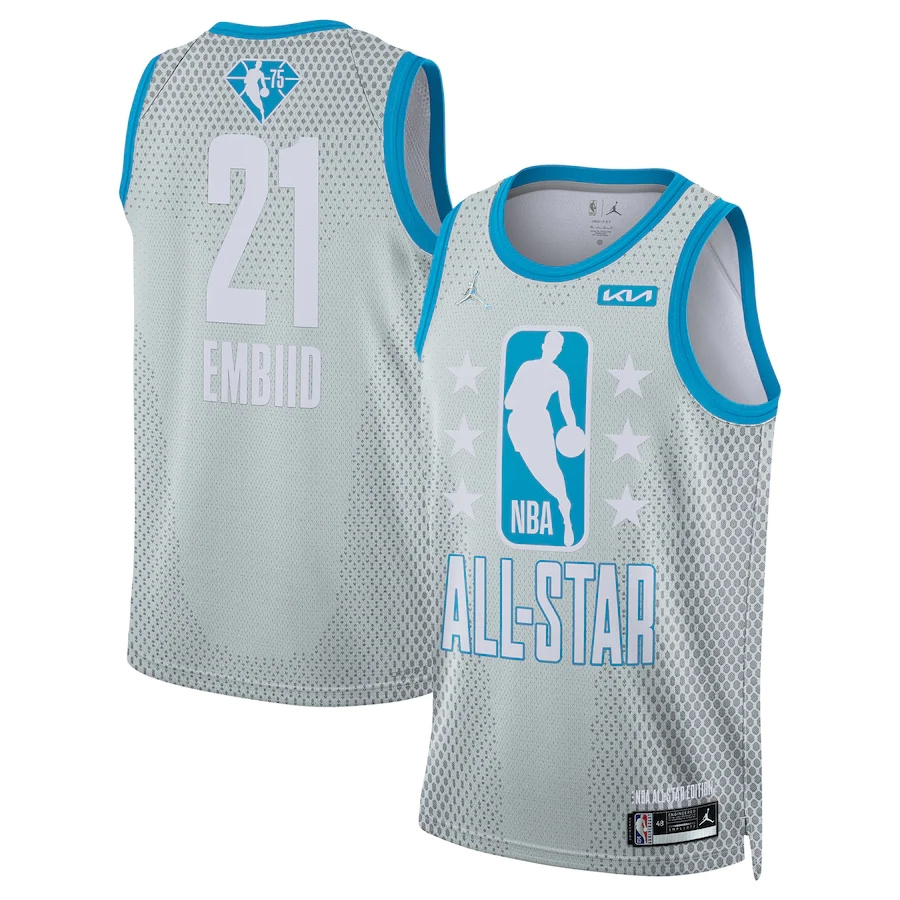 76ers #21 Joel Embiid Jordan Brand 2022 NBA All-Star Game Swingman Jersey - Gray