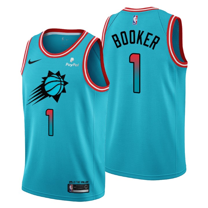 Nike Suns #1 Devin Booker Men's 2022-23 City Edition NBA Jersey - Cherry Blossom Blue