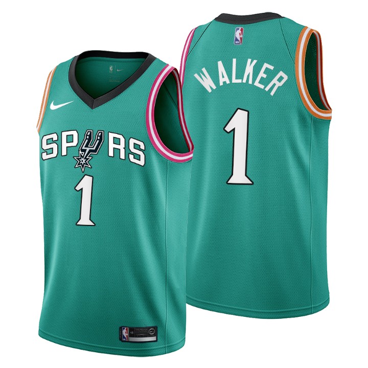 Nike Spurs #1 Lonnie Walker Men's 2022-23 City Edition NBA Jersey - Cherry Blossom Teal