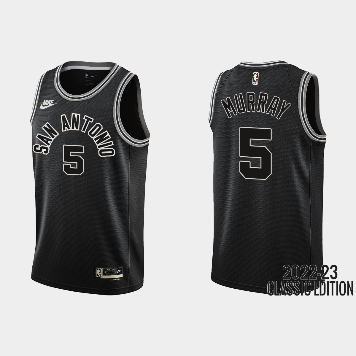San Antonio Spurs #5 Dejounte Murray Black Men's Nike NBA 2022-23 Classic Edition Jersey