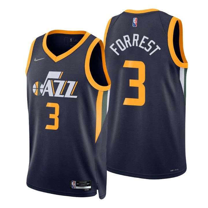 Nike Jazz #3 Trent Forrest Navy Men's 2021-22 NBA 75th Anniversary Diamond Swingman Jersey - Icon Edition