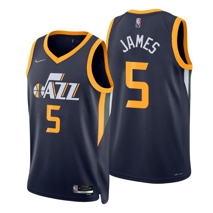 Nike Jazz #5 Justin James Navy Men's 2021-22 NBA 75th Anniversary Diamond Swingman Jersey - Icon Edition