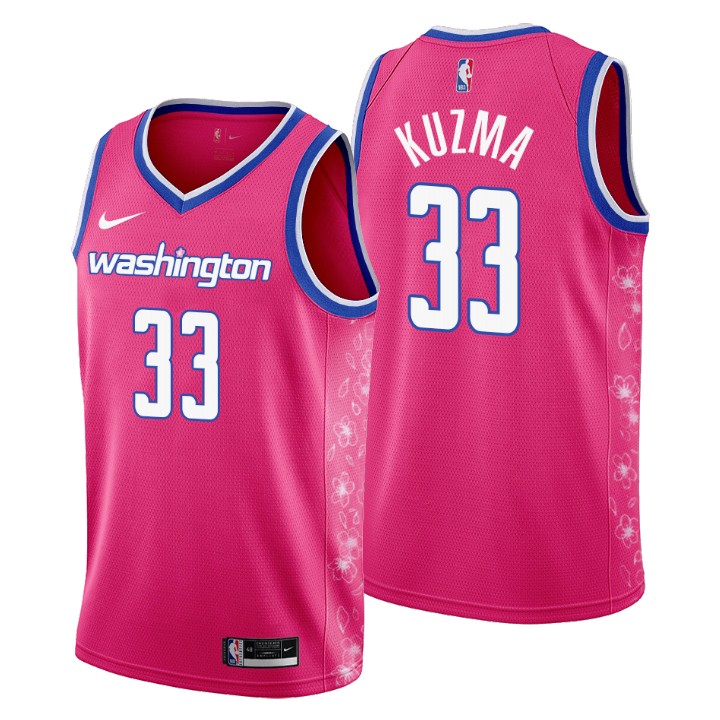 Nike Wizards #33 Kyle Kuzma Men's 2022-23 City Edition NBA Jersey - Cherry Blossom Pink