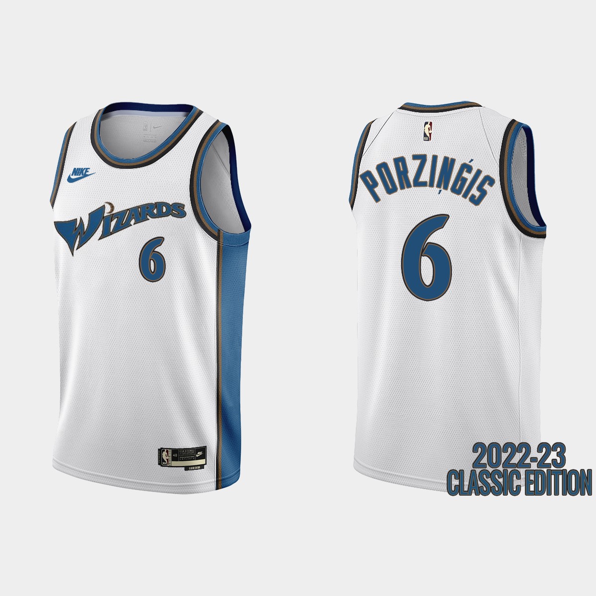 Washington Wizards #6 Kristaps Porzingis White Men's Nike NBA 2022-23 Classic Edition Jersey