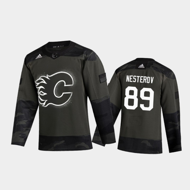 Calgary Flames #89 Nikita Nesterov Men's Adidas 2020 Veterans Day Authentic NHL Jersey - Camo