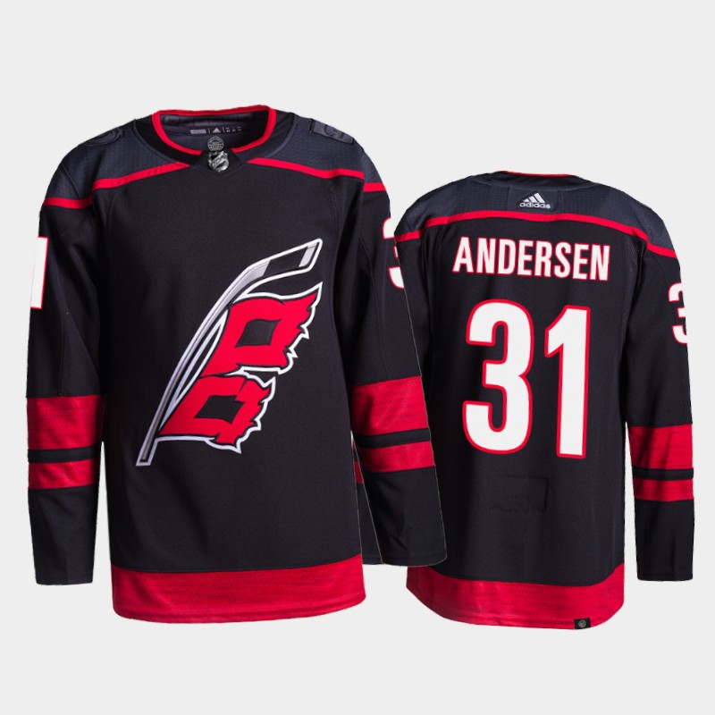 Adidas Hurricanes #31 Frederik Andersen Men's 2021-22 Alternate Authentic NHL Jersey - Black