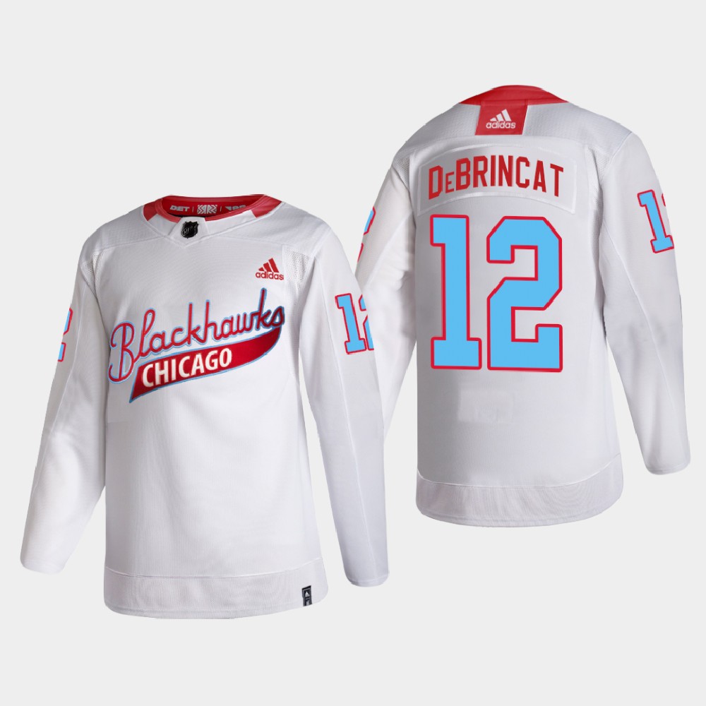 Chicago Blackhawks #12 Alex Debrincat Men's White One Community Night NHL Jersey