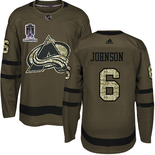 Adidas Avalanche #6 Erik Johnson Green 2022 Stanley Cup Champions Salute To Service Stitched NHL Jersey