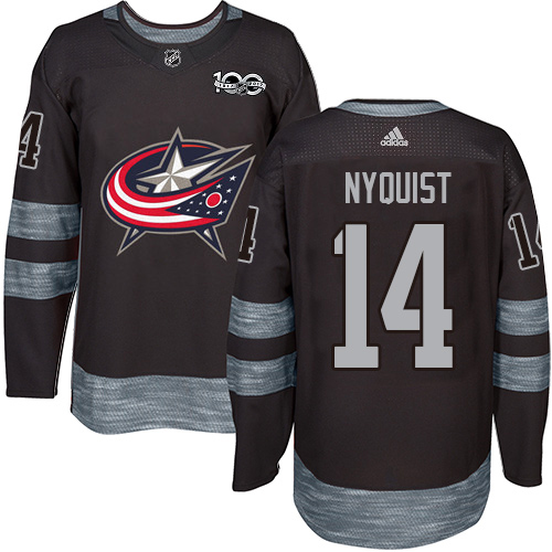 Adidas Blue Jackets #14 Gustav Nyquist Black 1917-2017 100th Anniversary Stitched NHL Jersey