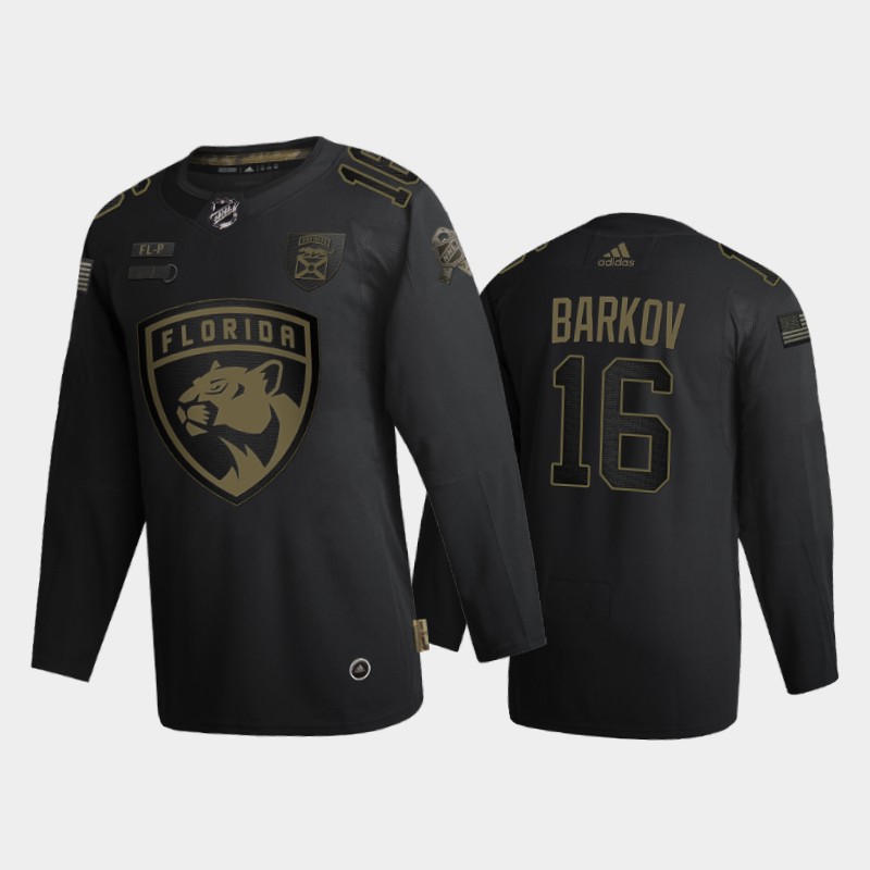 Florida Panthers #16 Aleksander Barkov Men's Adidas 2020 Veterans Day Authentic NHL Jersey - Black