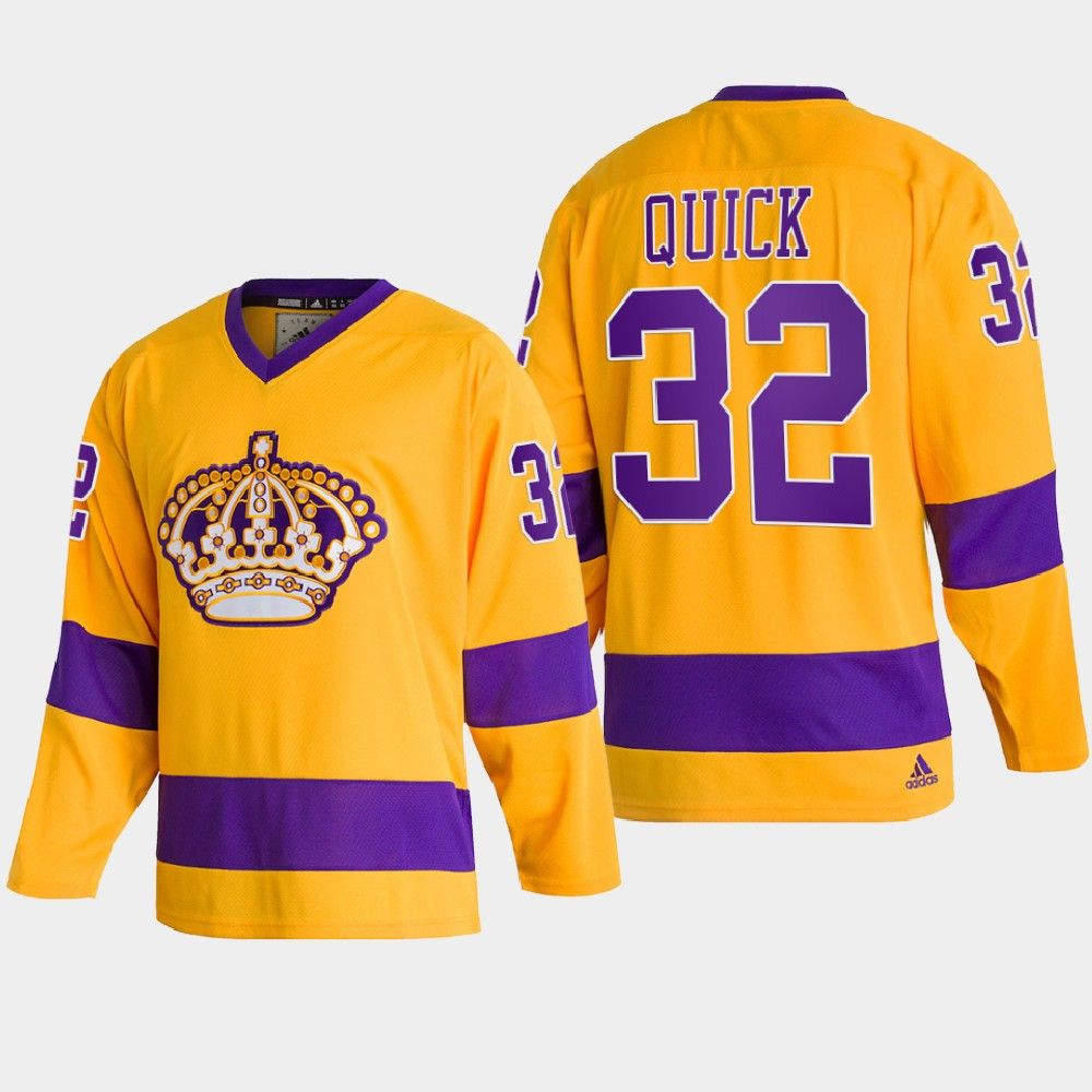 Adidas Kings #32 Jonathan Quick Team Classics Gold Men's NHL 2022 Throwback Jersey
