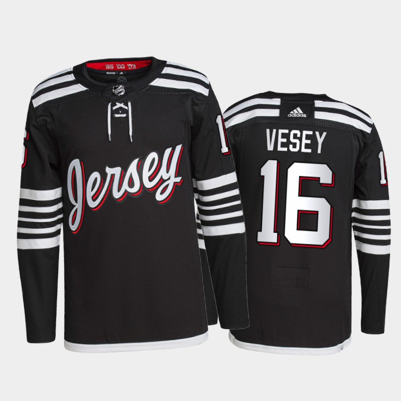 Adidas Devils #16 Jimmy Vesey Men's 2021-22 Alternate Authentic NHL Jersey - Black