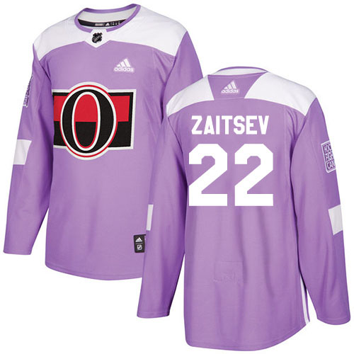 Adidas Senators #22 Nikita Zaitsev Purple Authentic Fights Cancer Stitched NHL Jersey