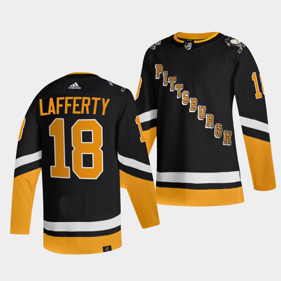 Adidas Penguins #18 Sam Lafferty Men's 2021-22 Alternate Authentic NHL Jersey - Black