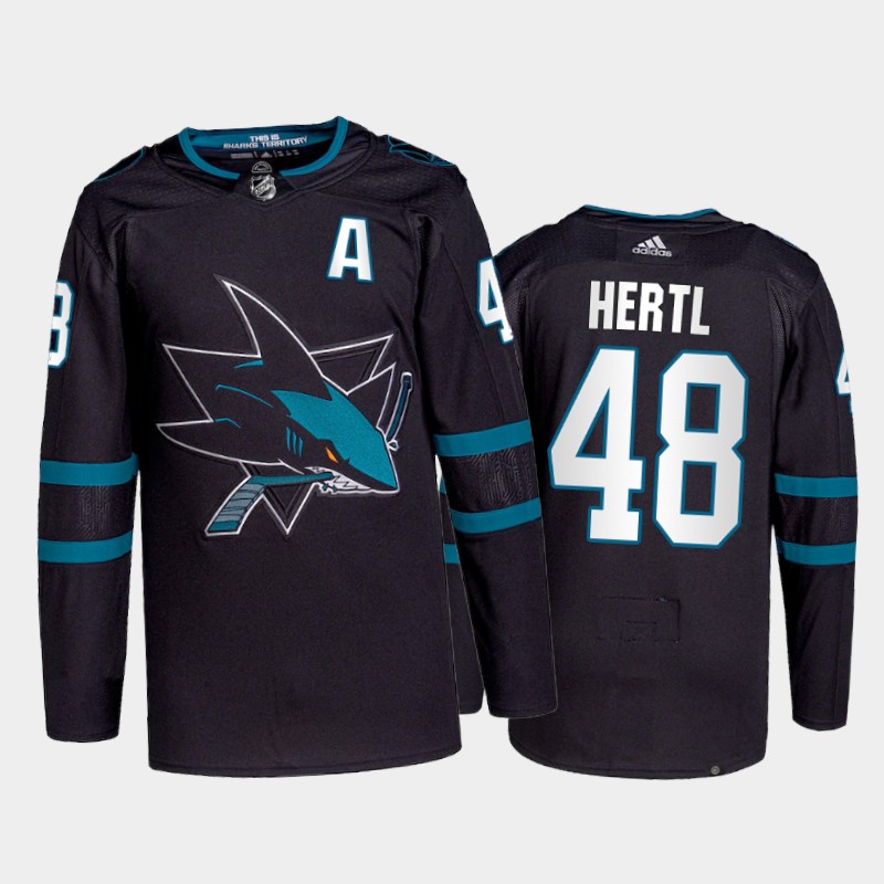 Adidas Sharks #48 Tomas Hertl Men's 2021-22 Alternate Authentic NHL Jersey - Black