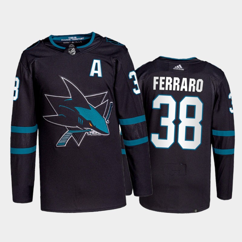 Adidas Sharks #38 Mario Ferraro Men's 2021-22 Alternate Authentic NHL Jersey - Black