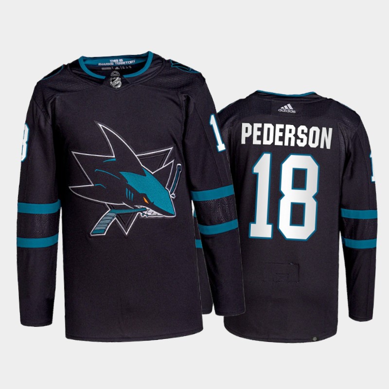 Adidas Sharks #18 Lane Pederson Men's 2021-22 Alternate Authentic NHL Jersey - Black