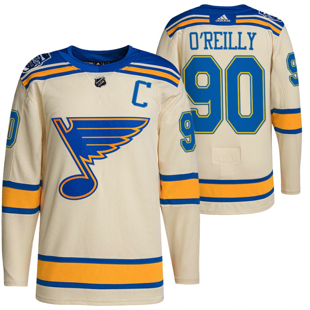 St. Louis Blues #90 Ryan O'Reilly Men's Adidas 2022 Winter Classic NHL Authentic Jersey Cream