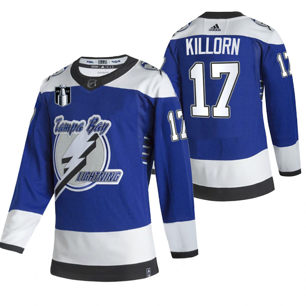 Tampa Bay Lightning #17 Alex Killorn Blue Men's Adidas 2022 Stanley Cup Final Patch Reverse Retro Alternate NHL Jersey