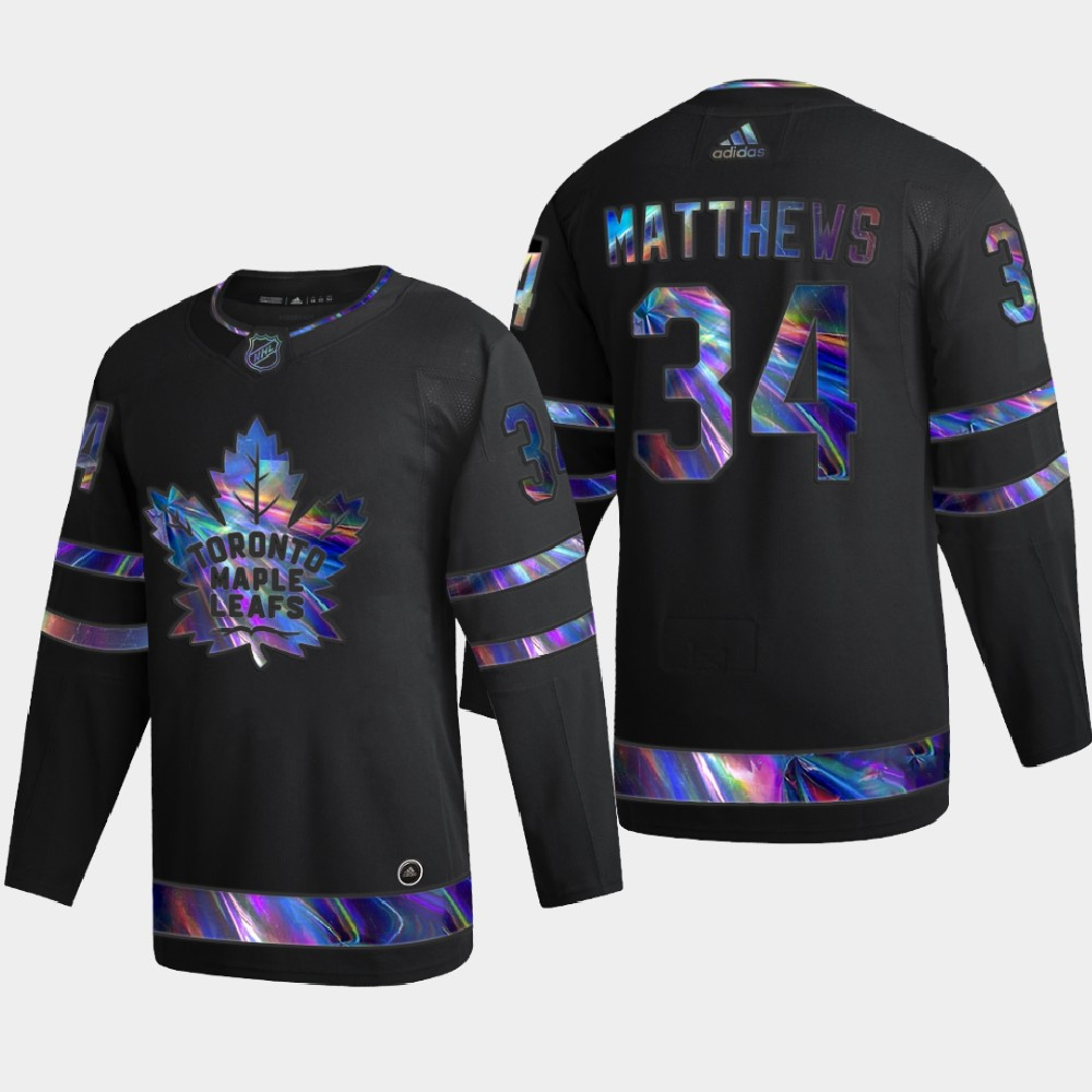 Toronto Maple Leafs #34 Auston Matthews Men's Nike Iridescent Holographic Collection MLB Jersey - Black
