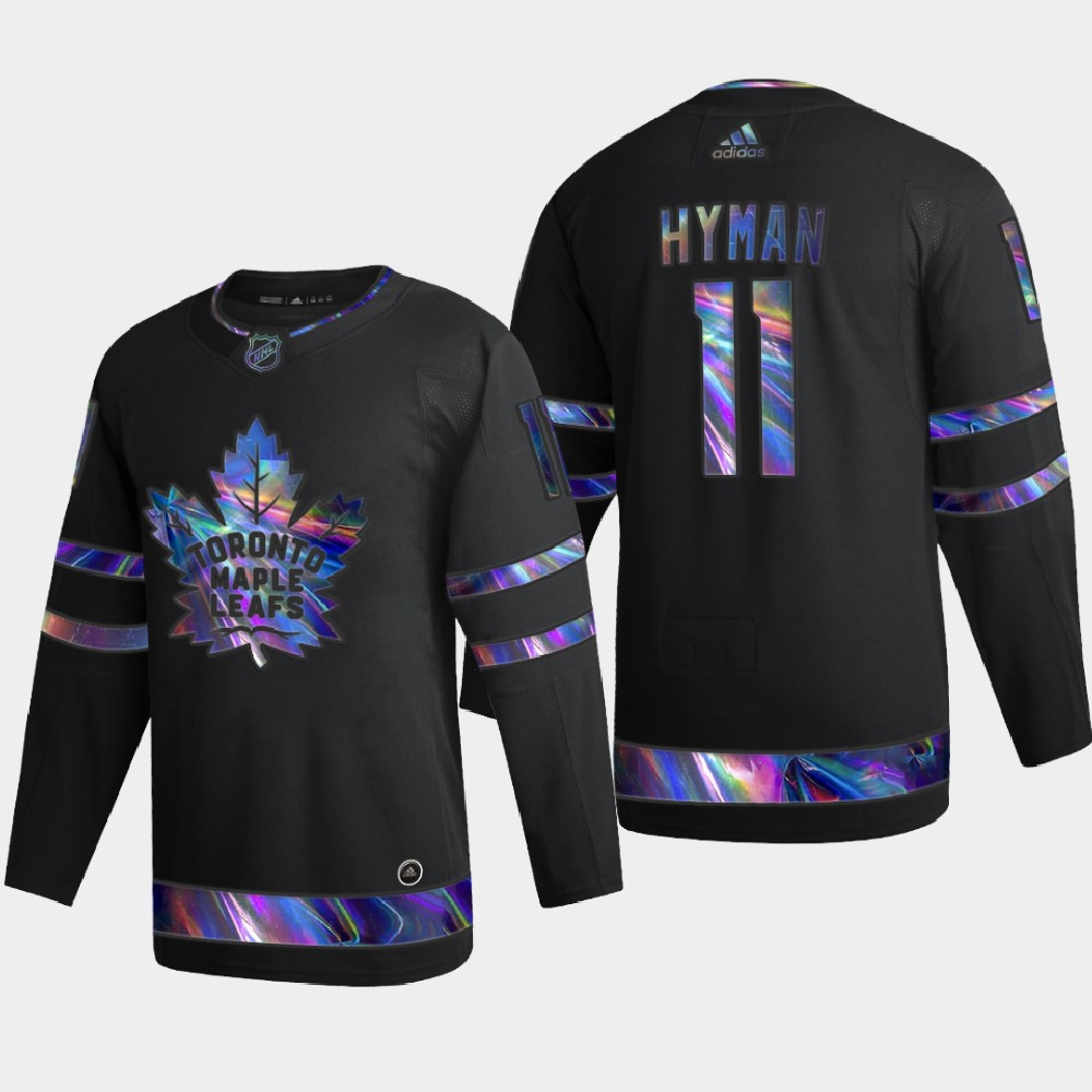 Toronto Maple Leafs #11 Zach Hyman Men's Nike Iridescent Holographic Collection MLB Jersey - Black