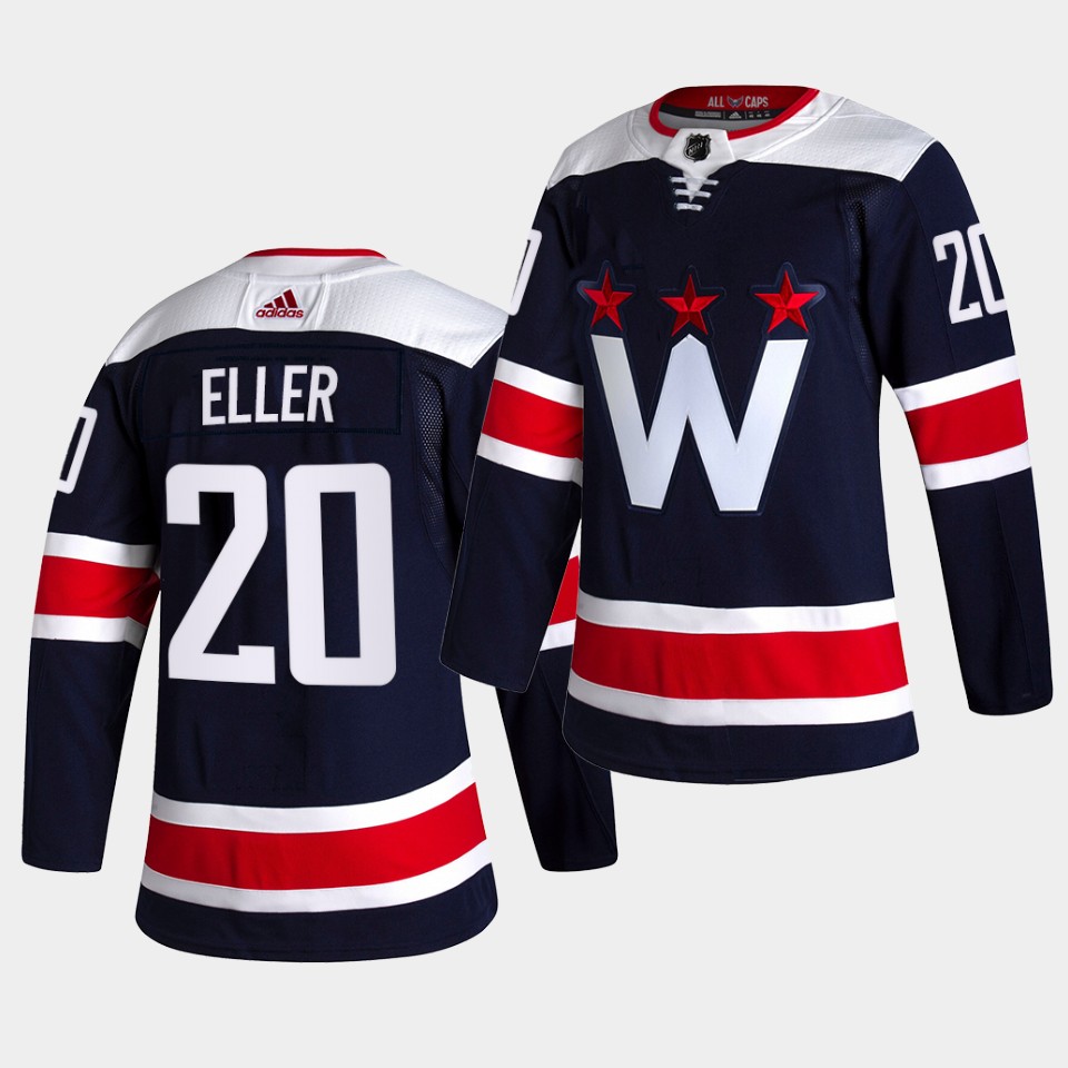 Adidas Capitals #20 Lars Eller Men's 2021-22 Alternate Authentic NHL Jersey - Black