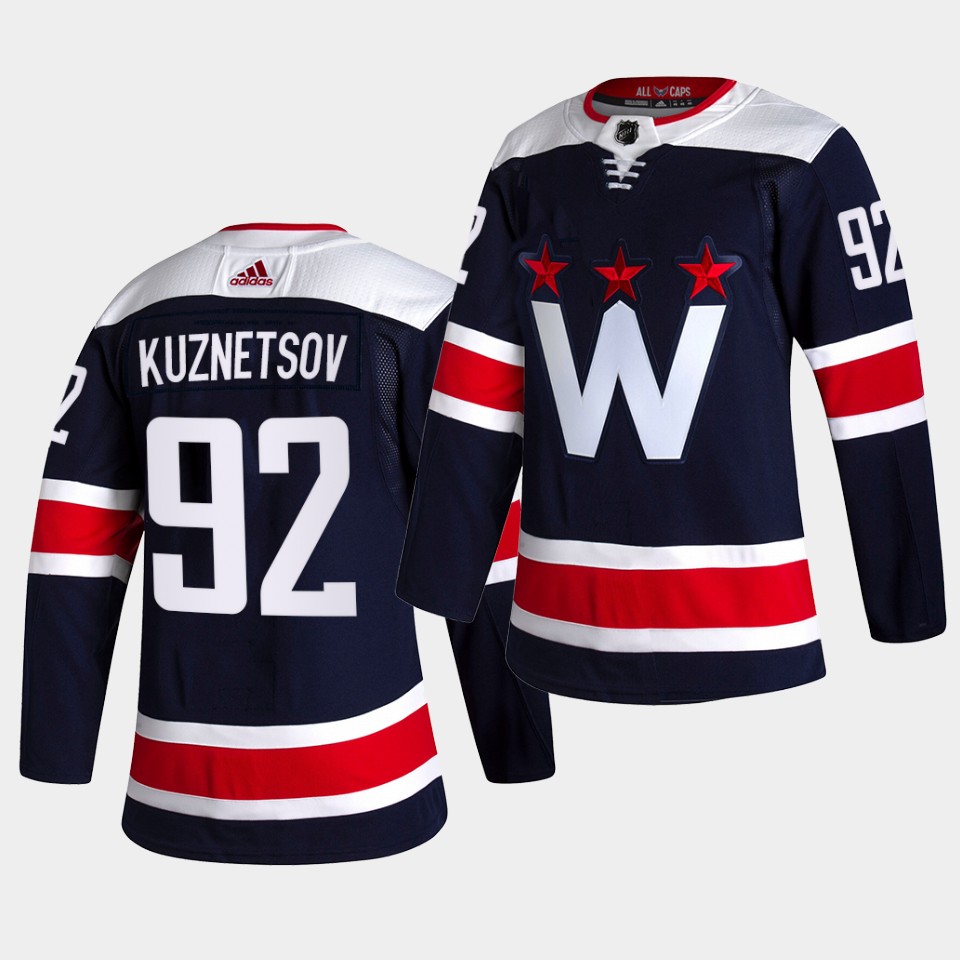 Adidas Capitals #92 Evgeny Kuznetsov Men's 2021-22 Alternate Authentic NHL Jersey - Black