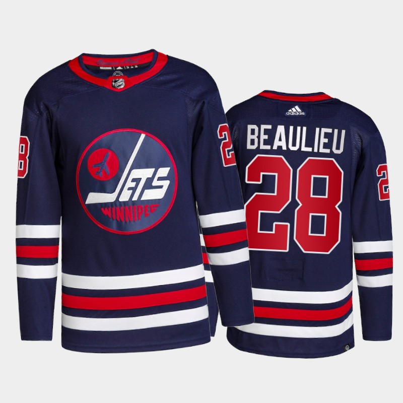 Adidas Jets #28 Nathan Beaulieu Men's 2021-22 Alternate Authentic NHL Jersey - Navy