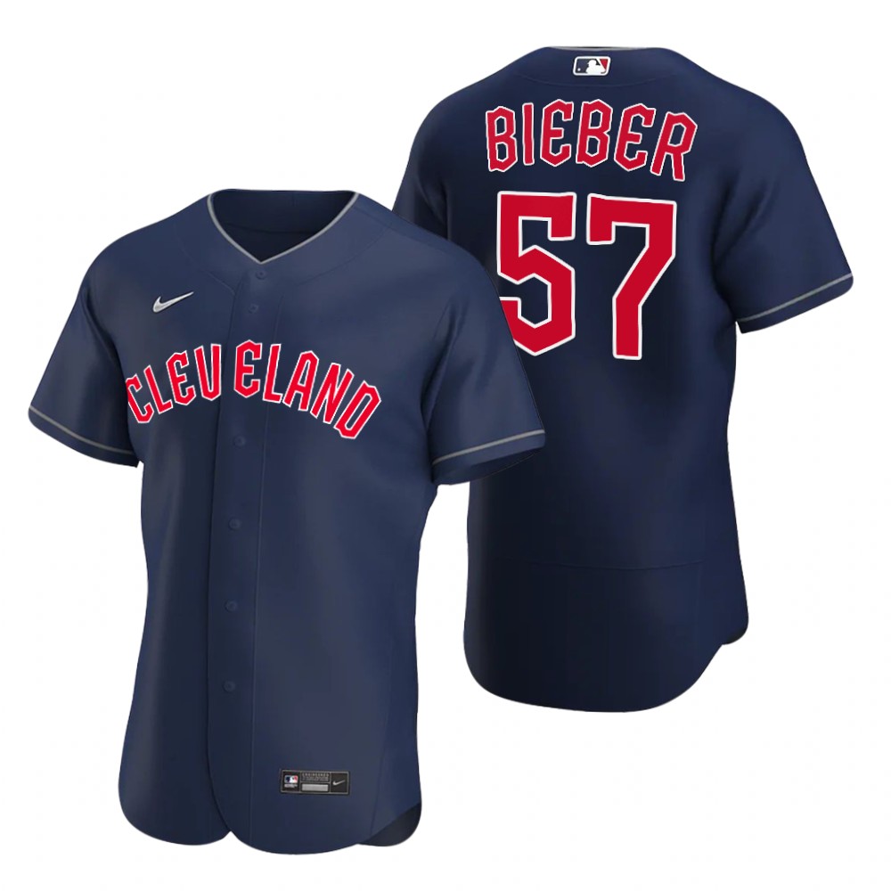 Cleveland Guardians #57 Shane Bieber Navy Men's Nike 2022 Authentic Alternate MLB Jersey