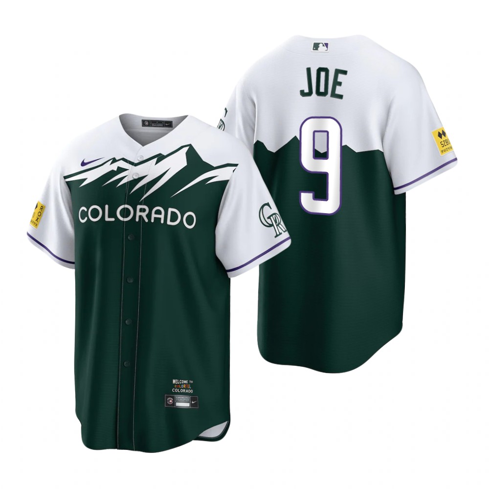 Colorado Rockies #9 Connor Joe Green Men's MLB Nike 2022 City Connect Game Jersey