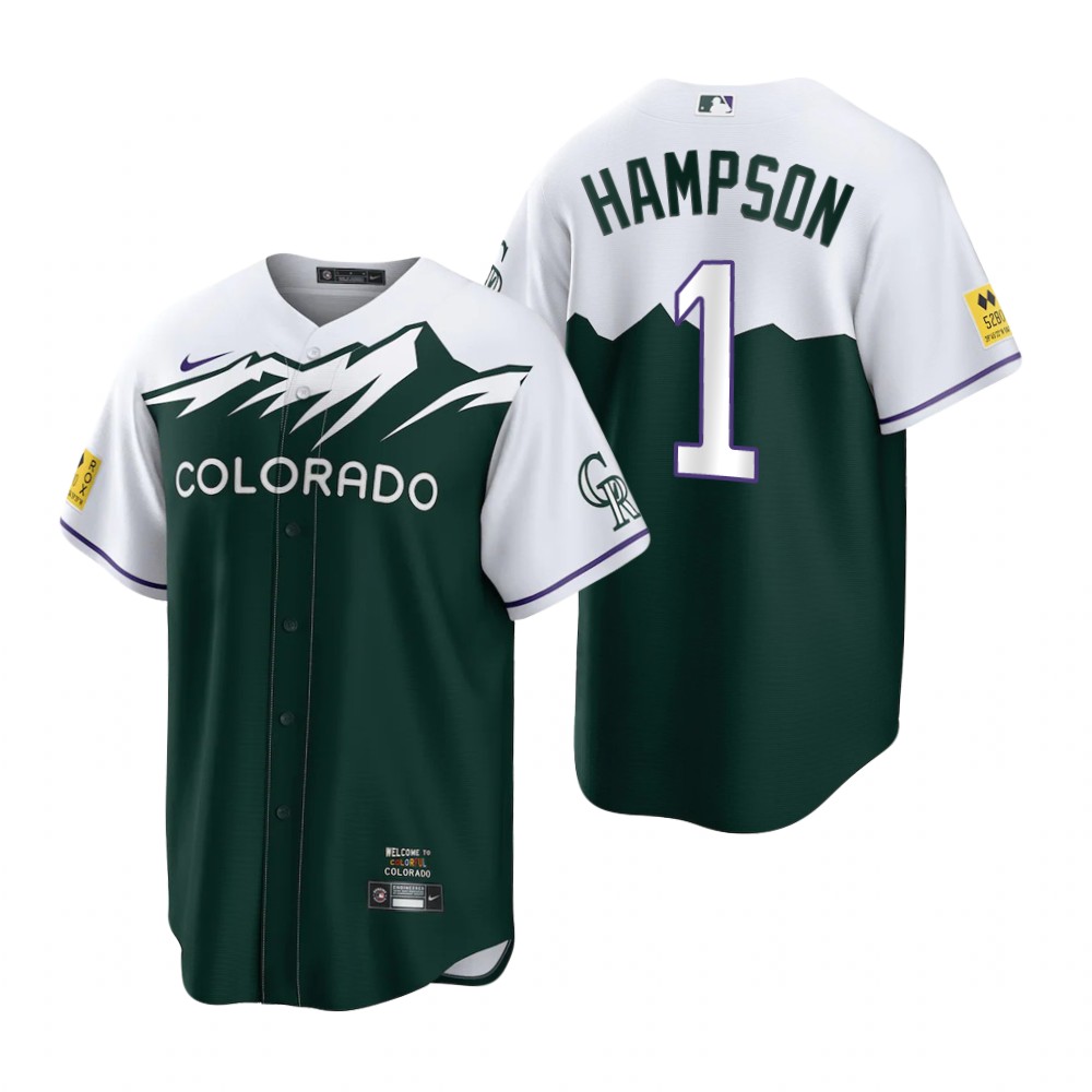 Colorado Rockies #1 Garrett Hampson Green Men's MLB Nike 2022 City Connect Game Jersey