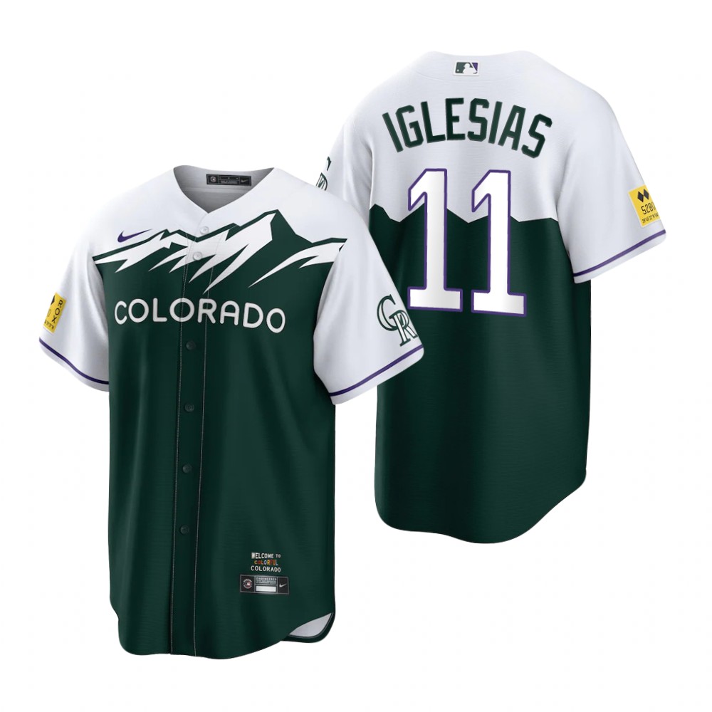 Colorado Rockies #11 Jose Iglesias Green Men's MLB Nike 2022 City Connect Game Jersey